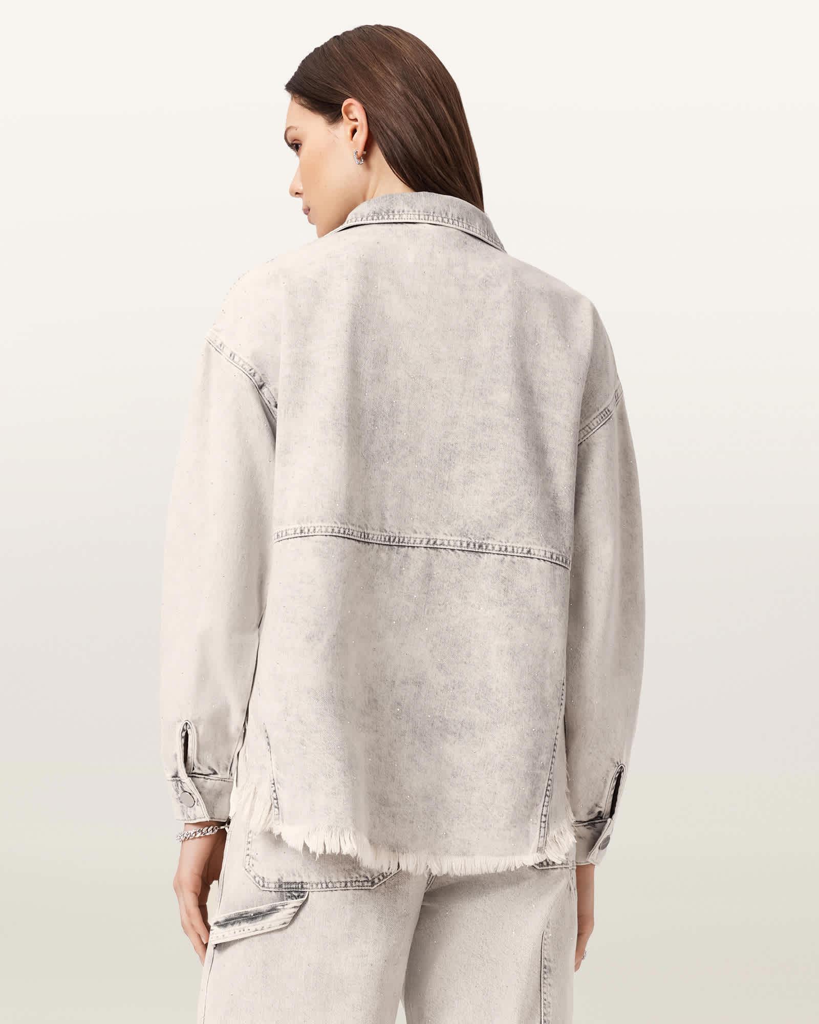Hettie Oversized Shacket SNOW GREY | ALLSAINTS US Product Image