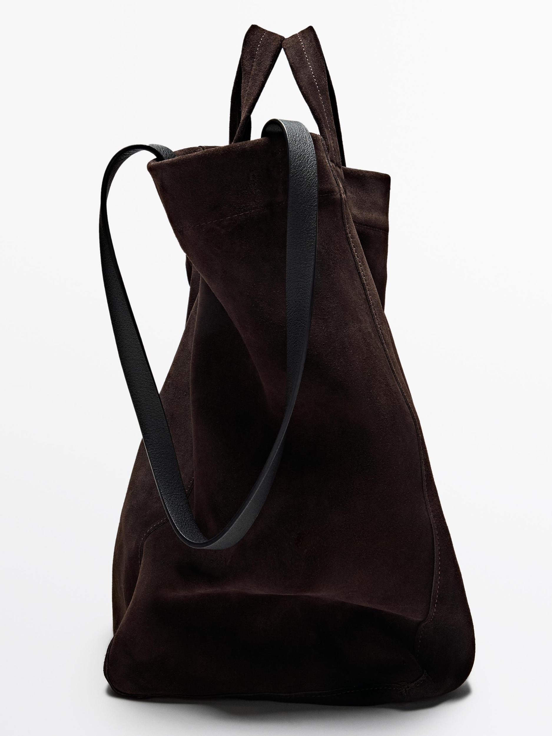Split suede leather shopper bag Product Image