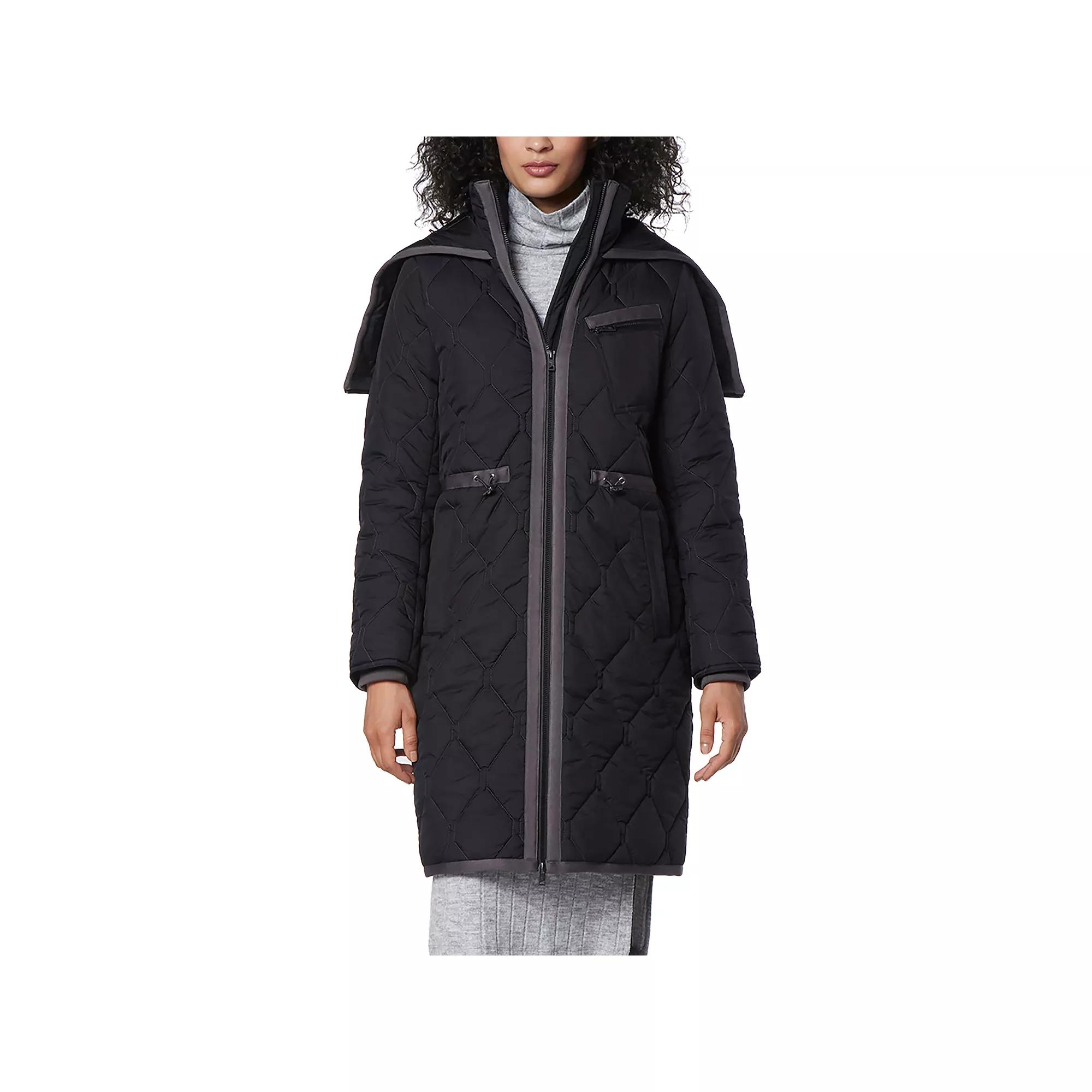 Women's Andrew Marc Marc New York Split Hood Quilted Anorak Jacket, Size: Small, Black Product Image