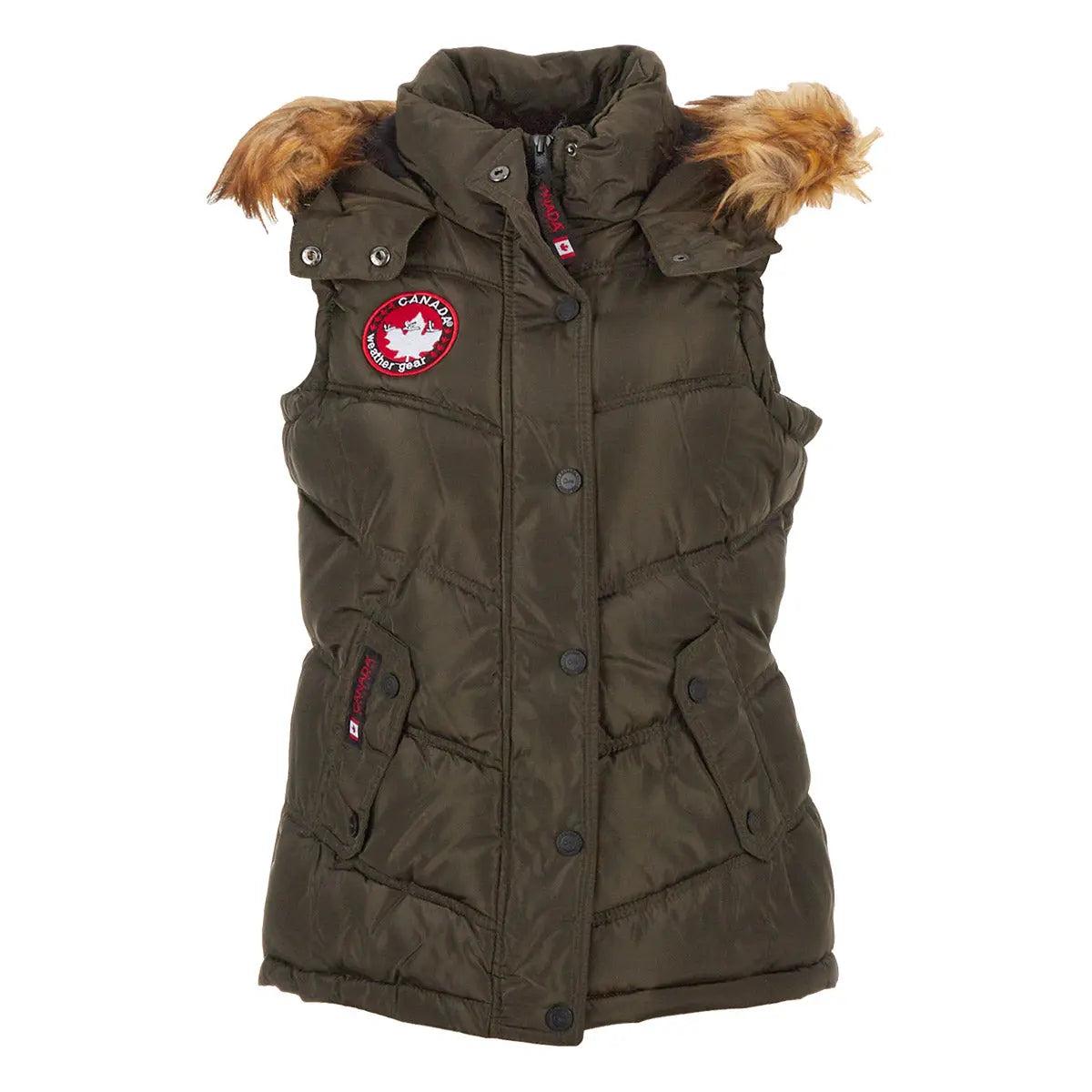 Canada Weather Gear Women's Puffer Vest with Faux Fur Trim Hood Product Image