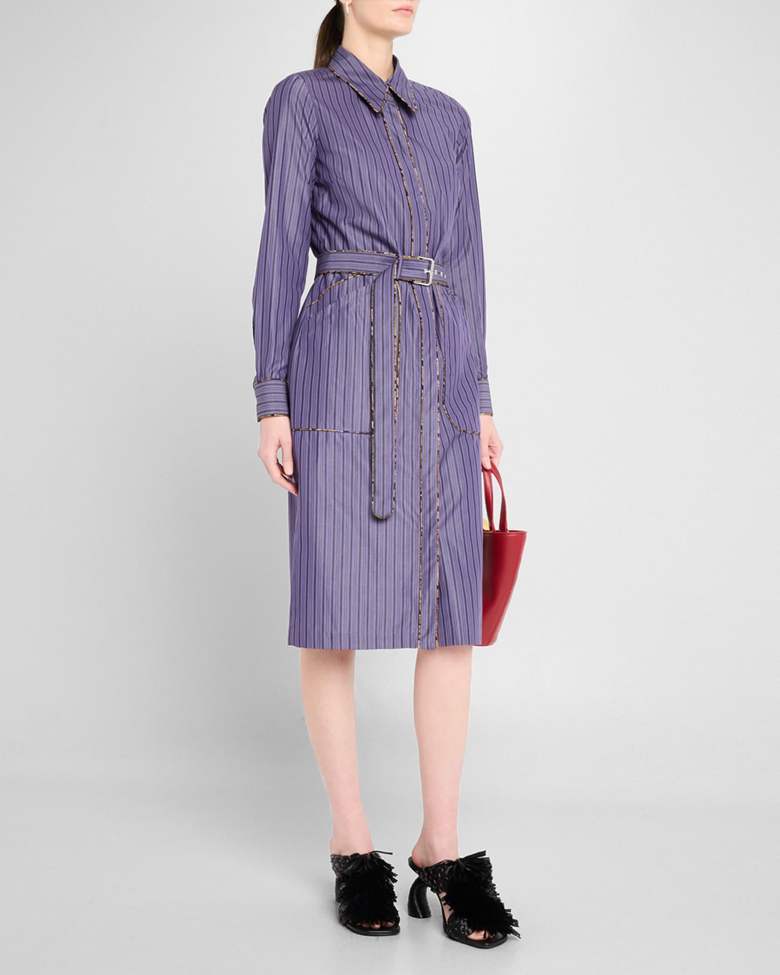 Dafari Striped Belted Midi Shirtdress Product Image
