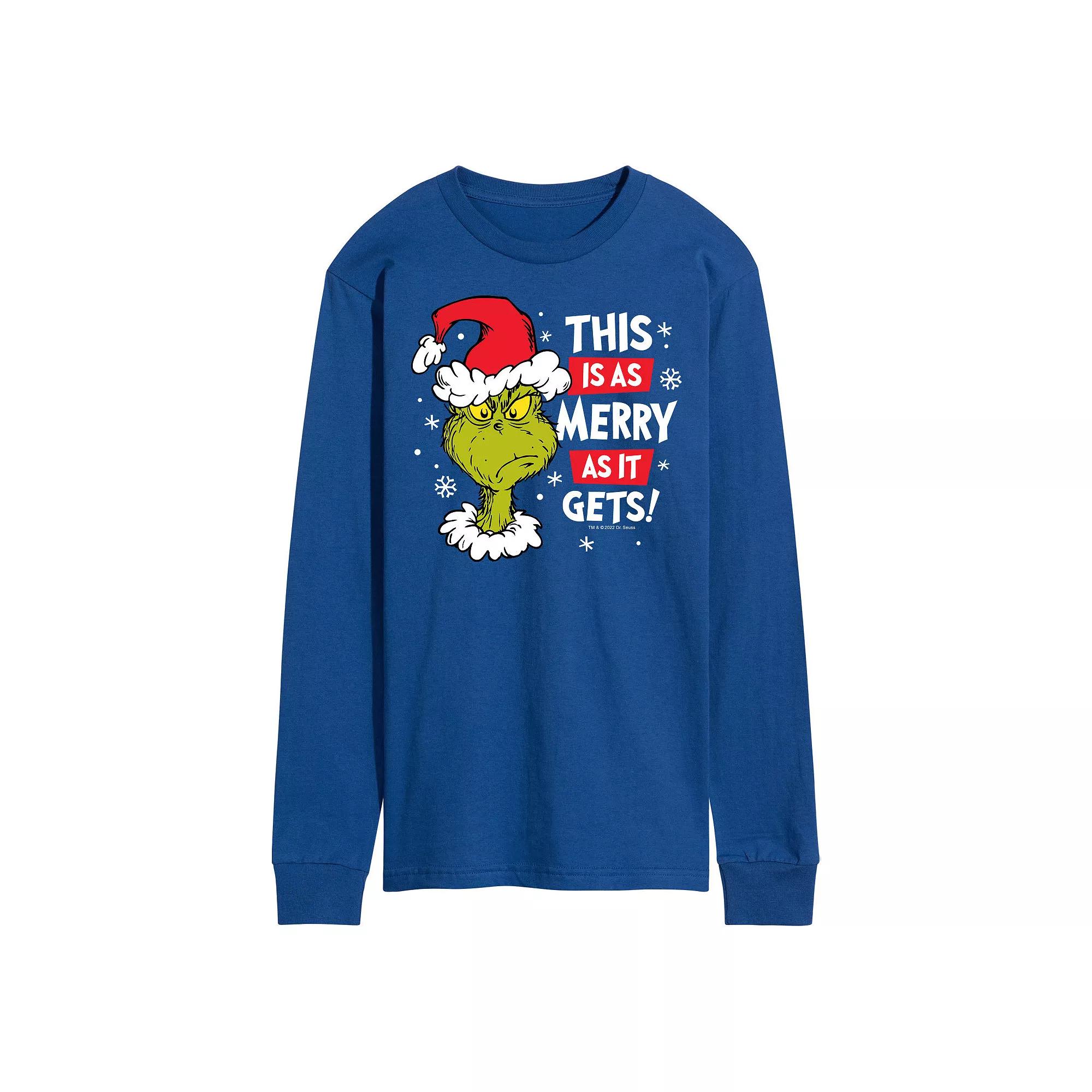 Men's Dr. Seuss Grinch This Is As Merry As It Gets Long Sleeve Tee,  Product Image