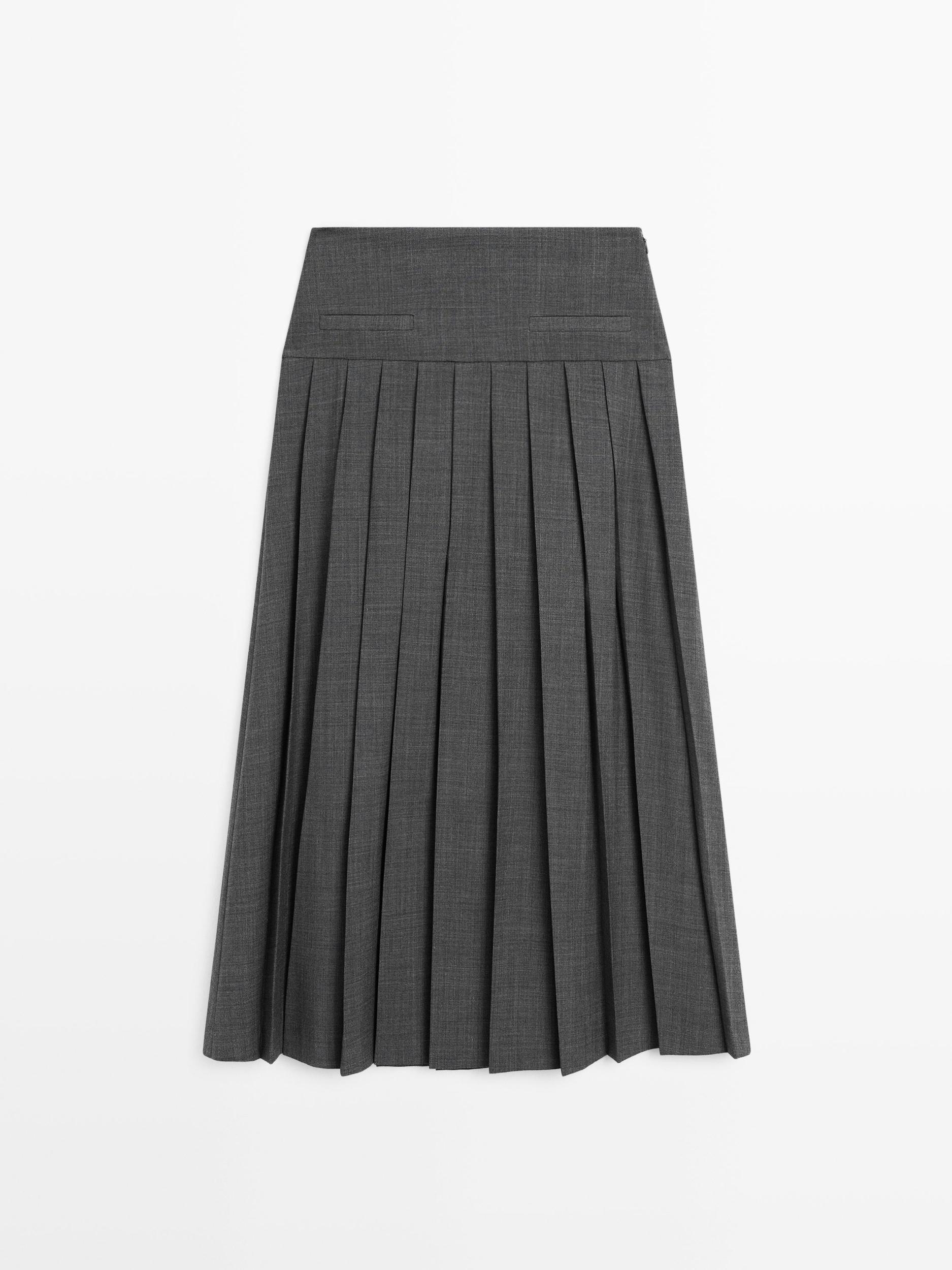 Midi skirt with box pleats Product Image