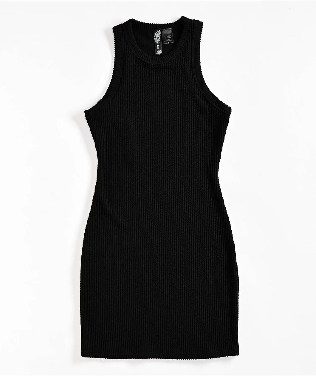 Spicychix Black Ribbed Bodycon Dress Product Image