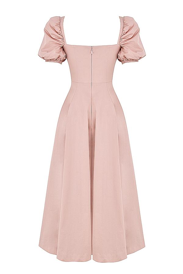 Tallulah  blush puff sleeve midi dress - sale Product Image