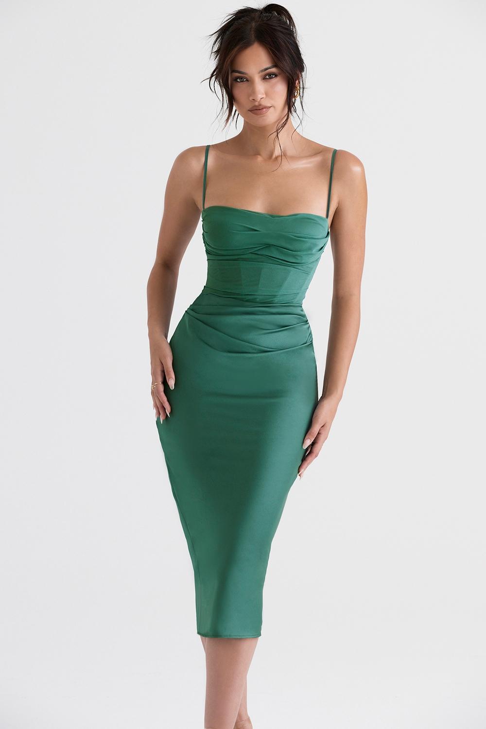 Teia  forest draped corset midi dress Product Image