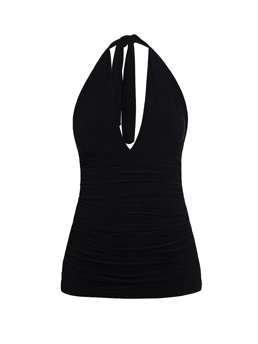 Womens Plus Yvonne Ruched V-Neck Swimdress Product Image