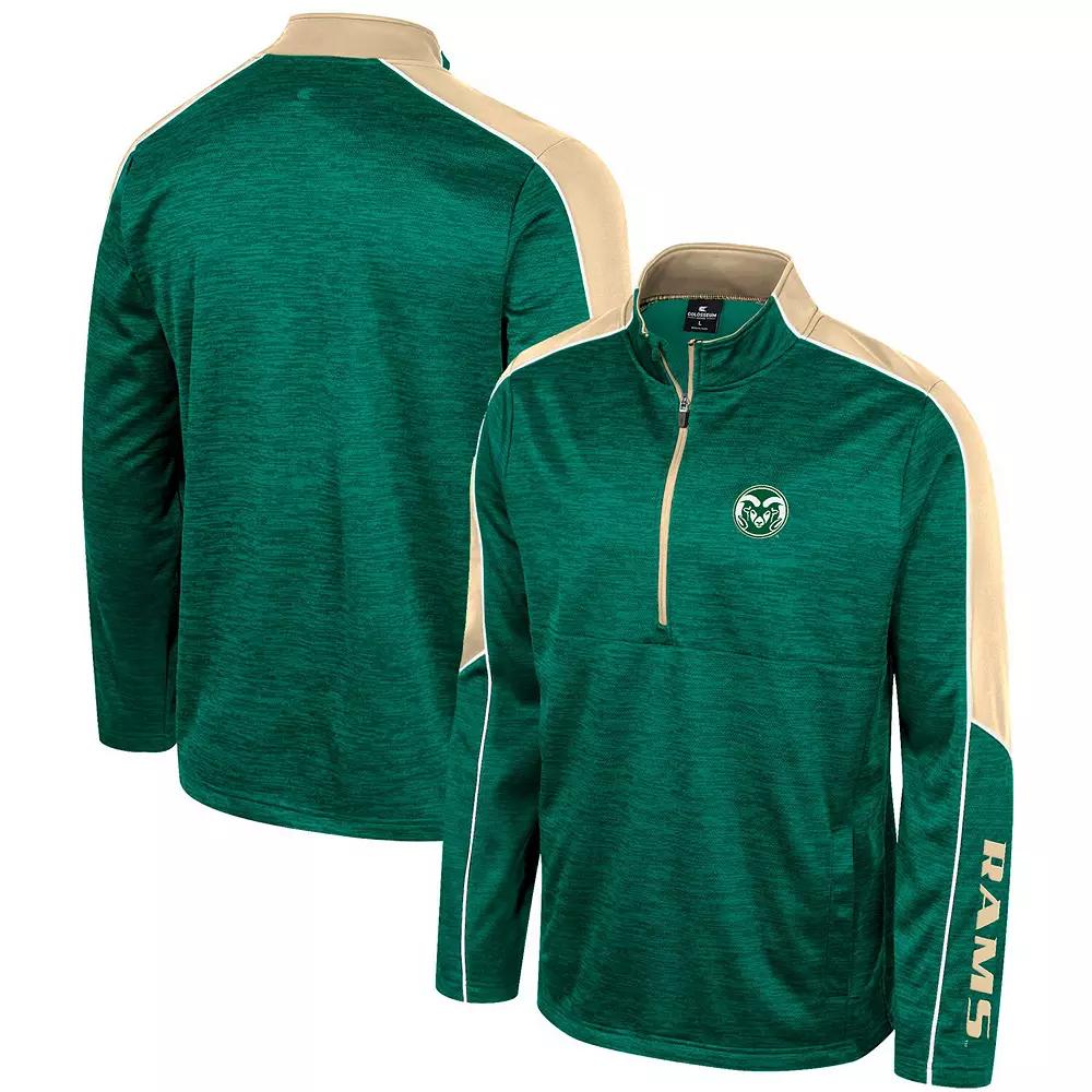 Men's Colosseum Green Colorado State Rams Marled Half-Zip Jacket,  Product Image