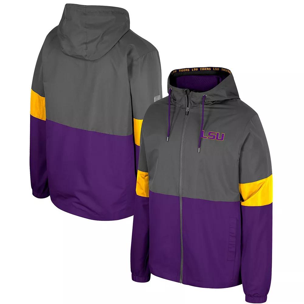 Men's Colosseum Charcoal LSU Tigers Miles Full-Zip Jacket, Size: Large Product Image