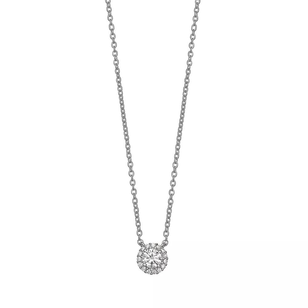 PRIMROSE Sterling Silver Cubic Zirconia Halo Necklace, Women's, Size: 16" Product Image
