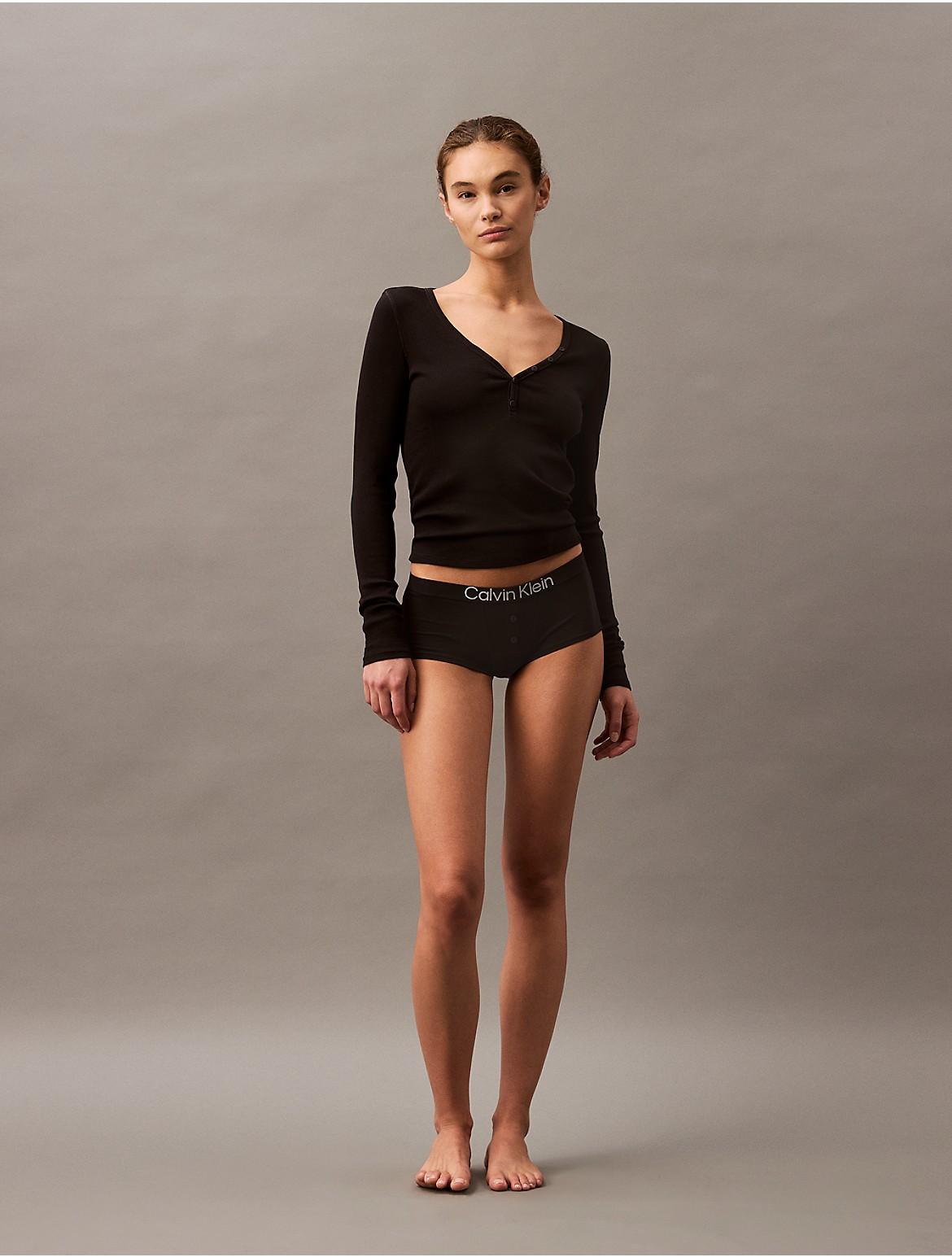 Calvin Klein Womens Cotton Stretch Rib Henley T-Shirt Product Image