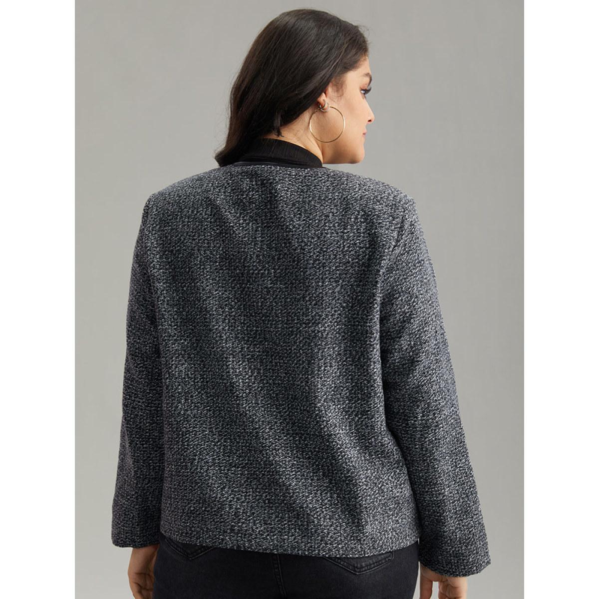 Plus Size Plain Textured Buckle Detail Coat Women DimGray Casual Texture Ladies Dailywear Winter Coats BloomChic 22-24/3X Product Image