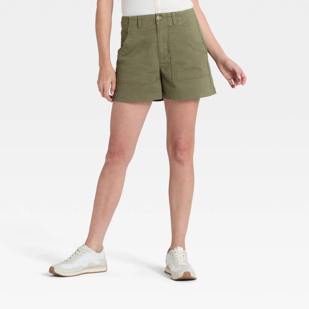 Women's High-Rise Cargo Shorts - Universal Thread™ Olive Green 26 Product Image