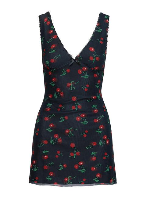 Rosaria Mini Dress Black / Cherries Product Image