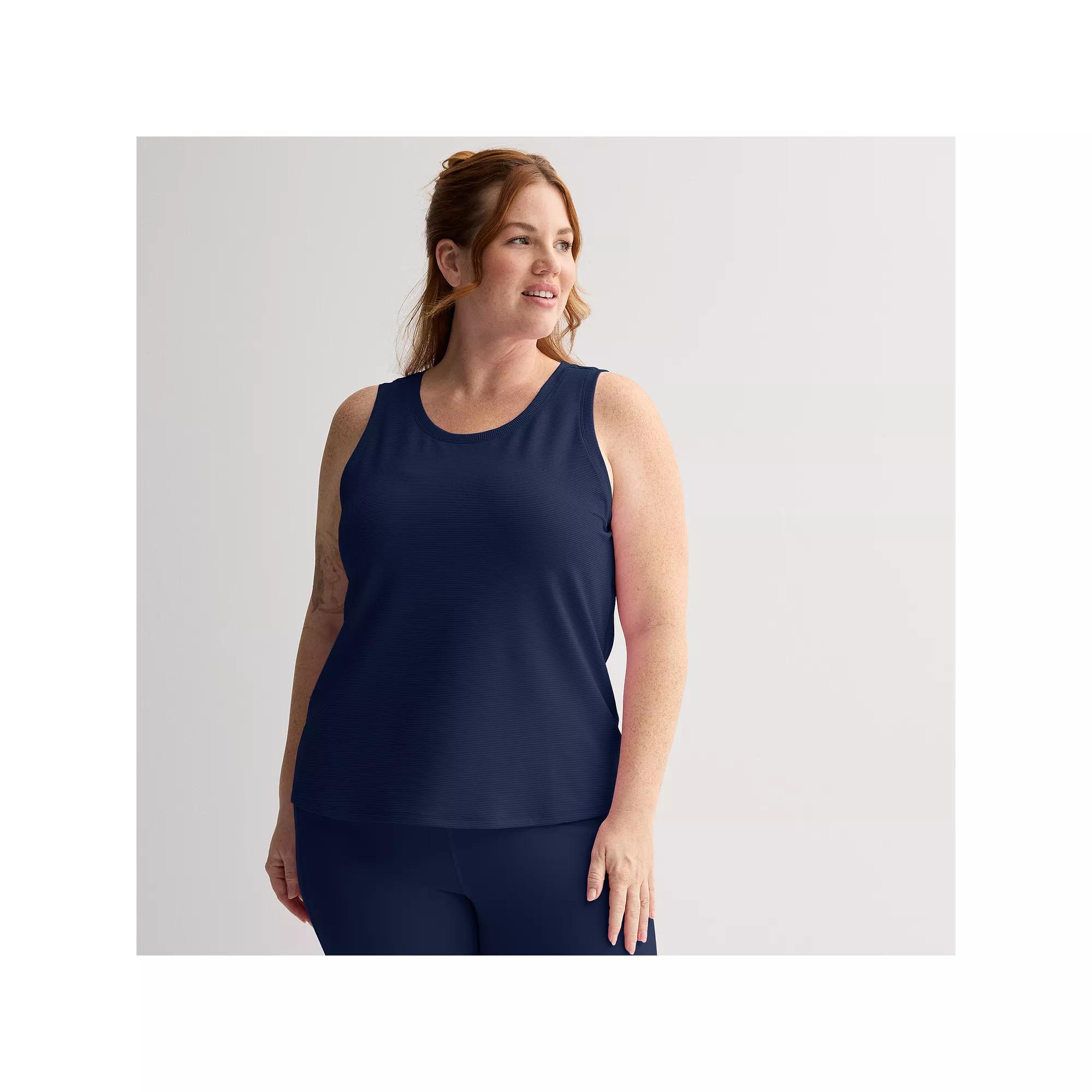 Plus Size Tek Gear® Rib Easy Tank Top, Women's, Size: 2XL, Mineral Black Product Image