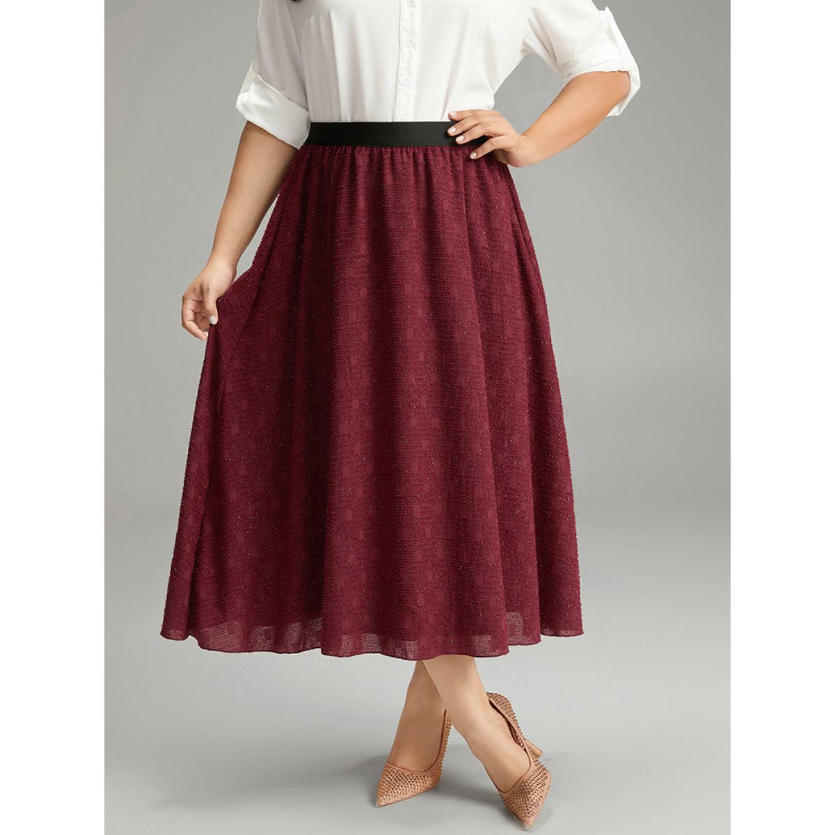 Plus Size Glitter Contrast Patchwork Texture Skirt Women Scarlet Glamour Texture No stretch Going out Skirts BloomChic 14-16/1X Product Image