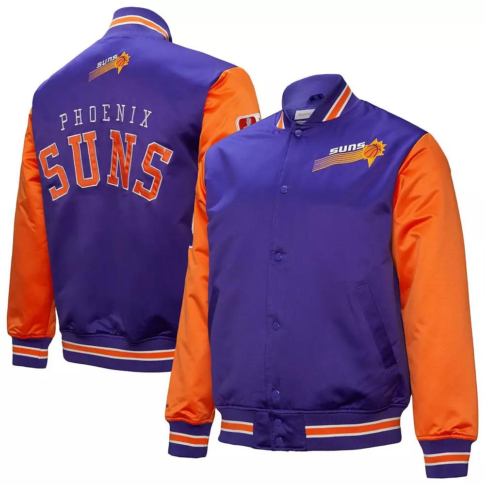 Men's Mitchell & Ness Purple Phoenix Suns Hardwood Classic Primetime Full-Snap Satin Jacket,  Product Image