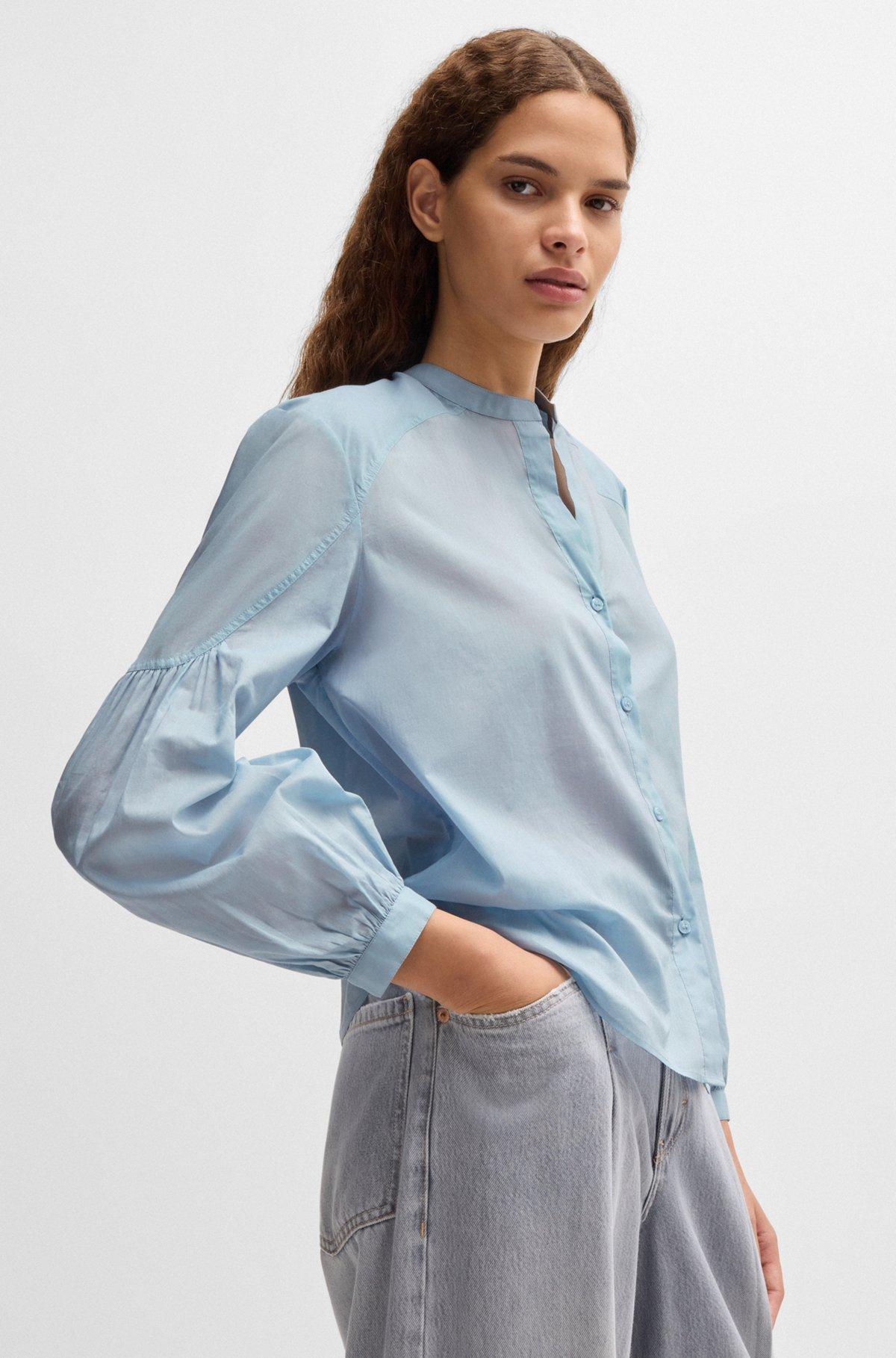 Regular-fit blouse in cotton voile with wide sleeves Product Image