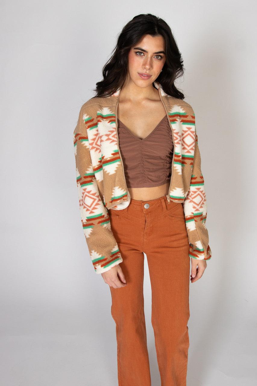 Khaki Printed Sherpa Product Image