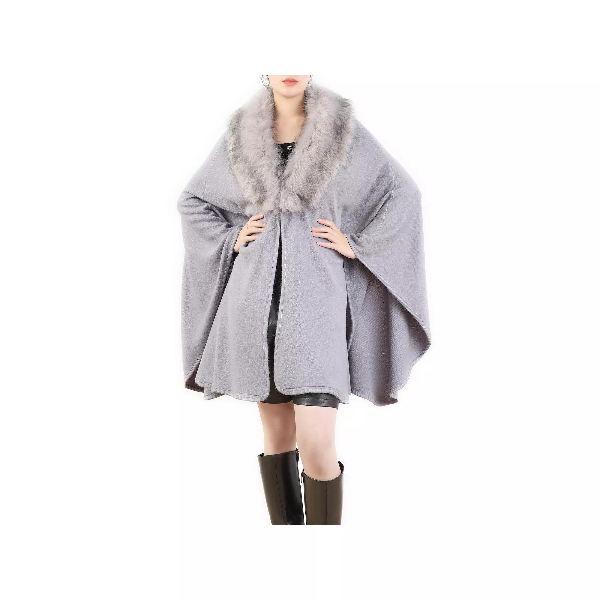 Women's Karla Hanson Faux Fur Shawl, Gray Product Image