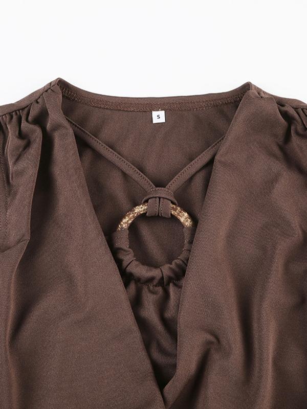 Faux Two-Piece Crossover Neckline Round Neck Tank Top Product Image