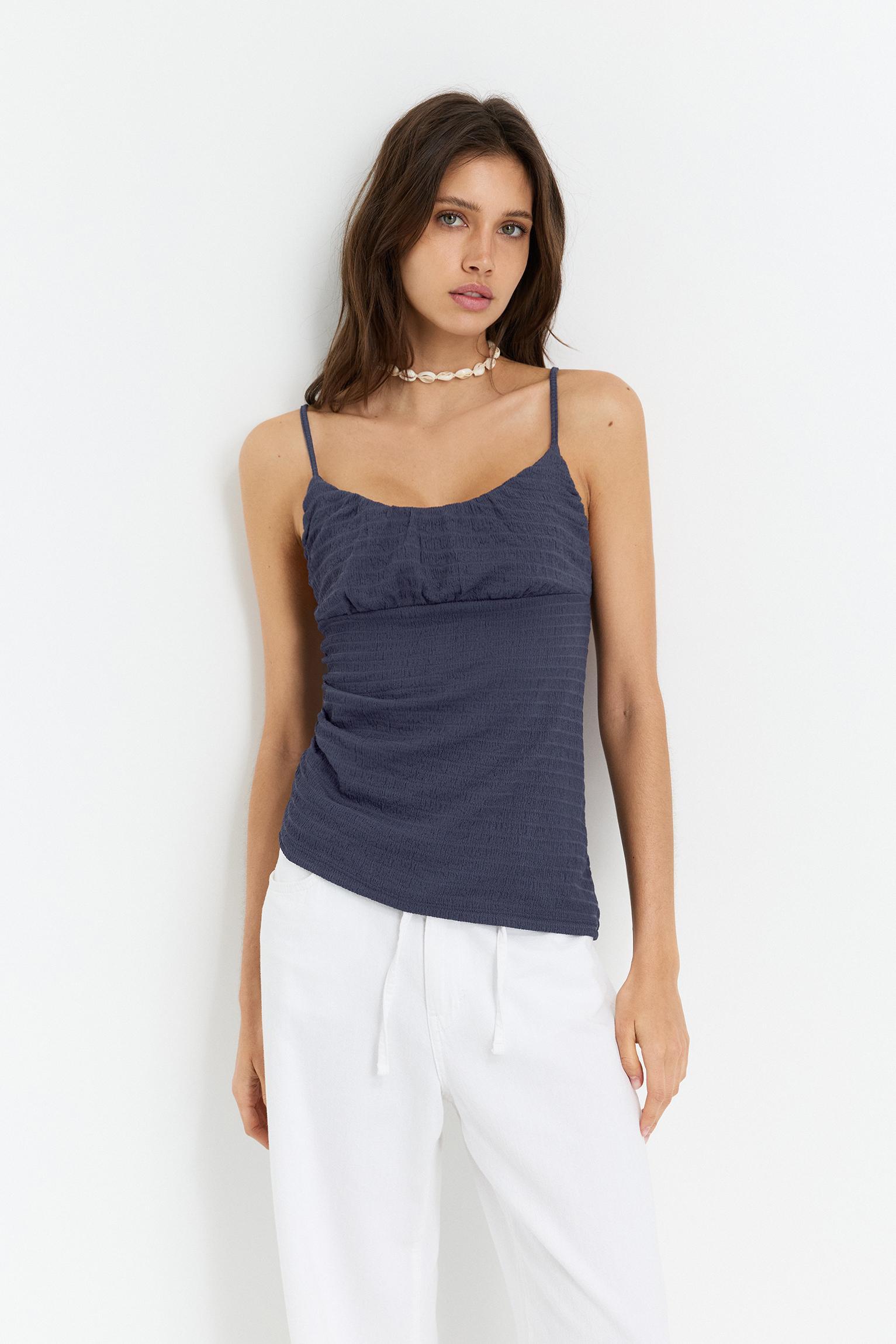 Asymmetric crepe top Product Image