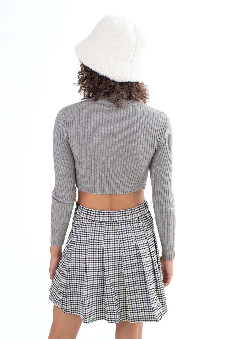Heather Grey Ribbed Turtleneck Sweater Product Image