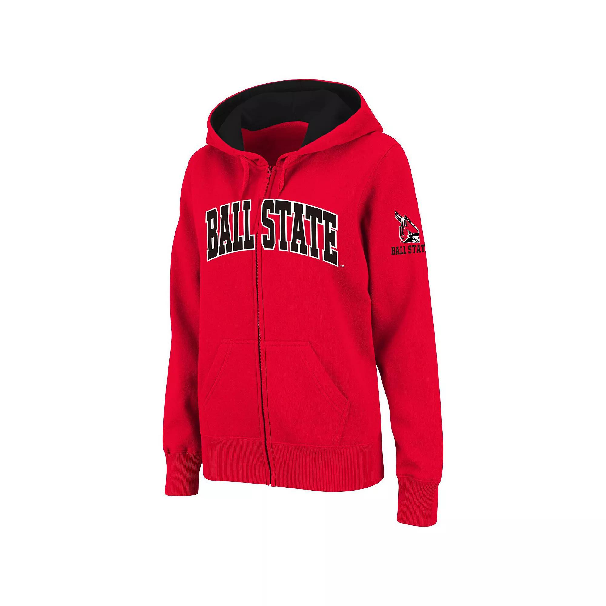 Women's Stadium Athletic Cardinal Ball State Cardinals Arched Name Full-Zip Hoodie,  Product Image