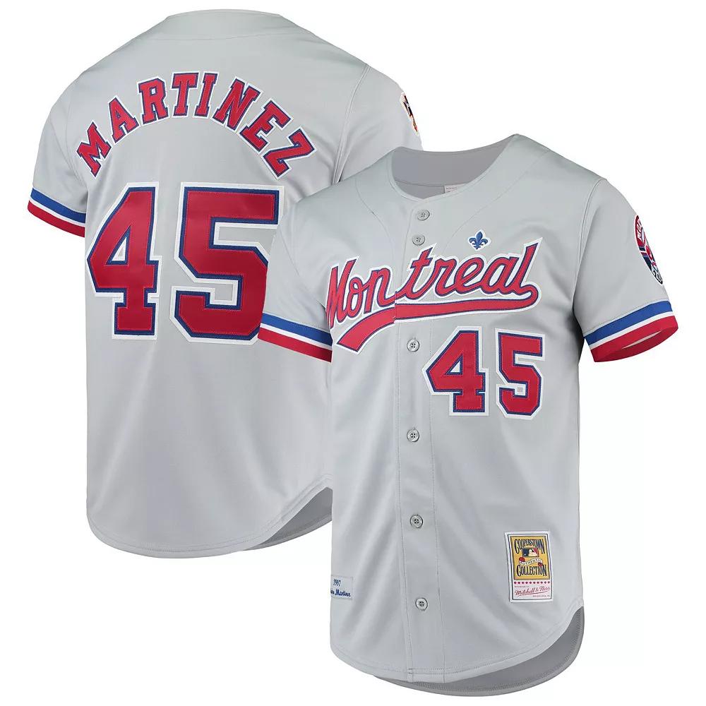 Men's Mitchell & Ness Pedro Martinez Gray Montreal Expos Cooperstown Collection Authentic Jersey, Size: 44, Mlb Grey Product Image