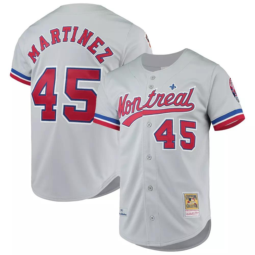 Men's Mitchell & Ness Pedro Martinez Gray Montreal Expos Cooperstown Collection Authentic Jersey, Size: 44, Mlb Grey Product Image