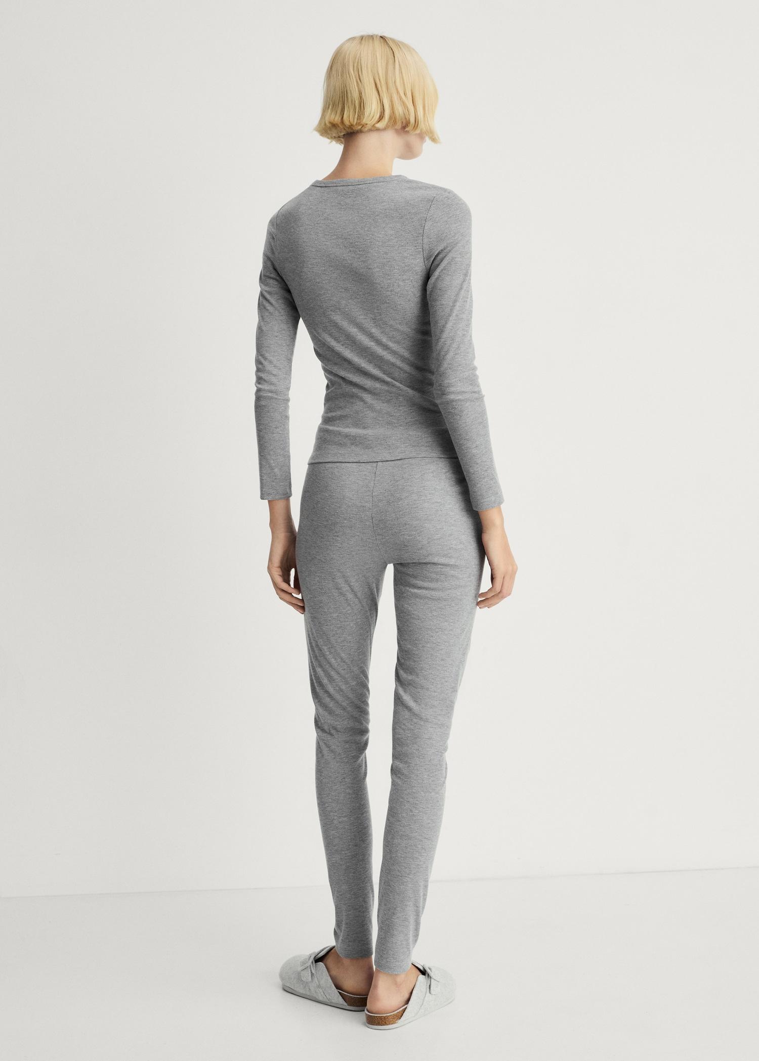 Long rib-knit pants - Women | MANGO USA Product Image