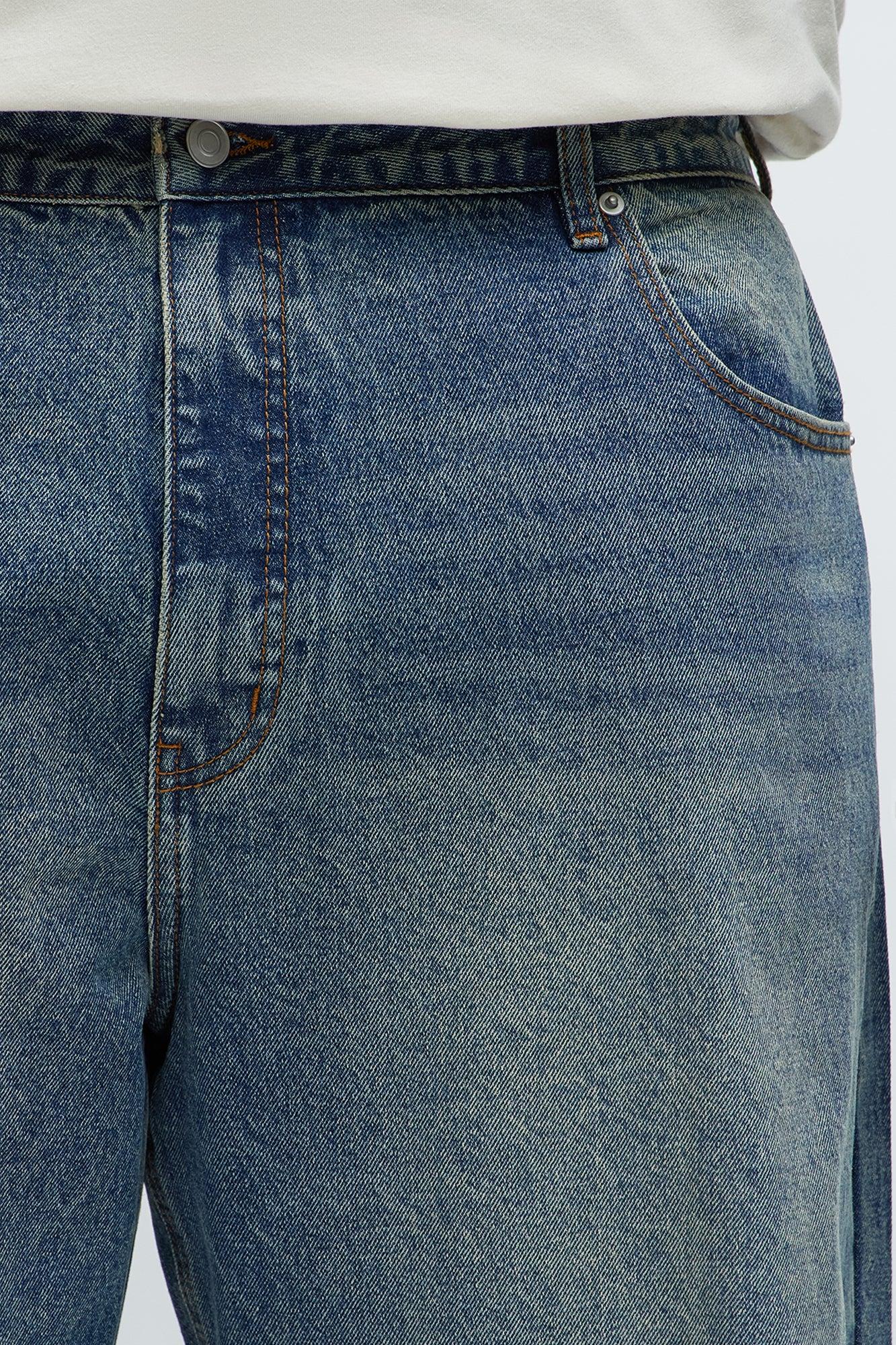Baggy Destroyed Jeans - Dark Wash Product Image
