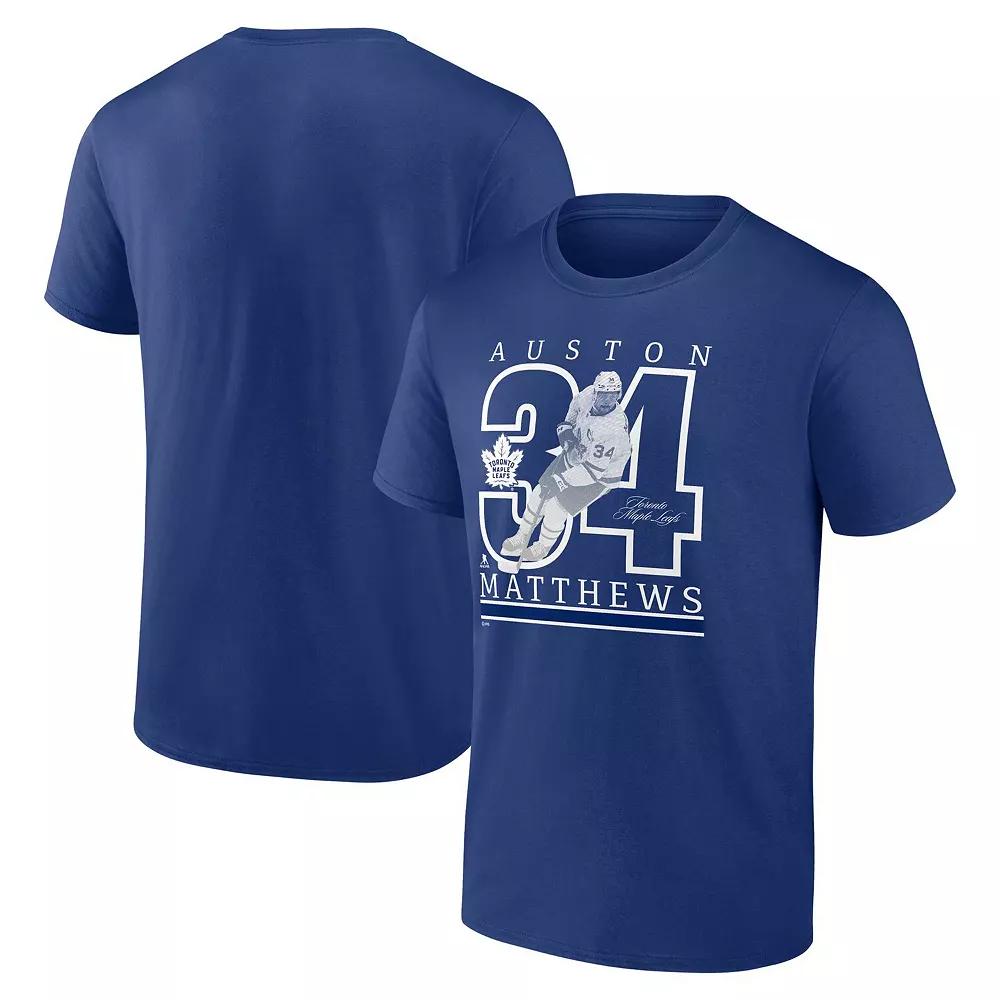 Men's Fanatics Auston Matthews Blue Toronto Maple Leafs Authentic Stack Name & Number T-Shirt, Size: Medium, Mpl Blue Product Image