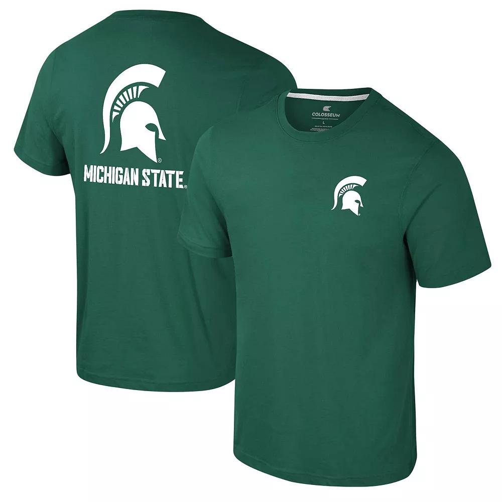 Men's Colosseum Green Michigan State Spartans Logo Lockup 2-Hit Active Blend T-Shirt,  Product Image
