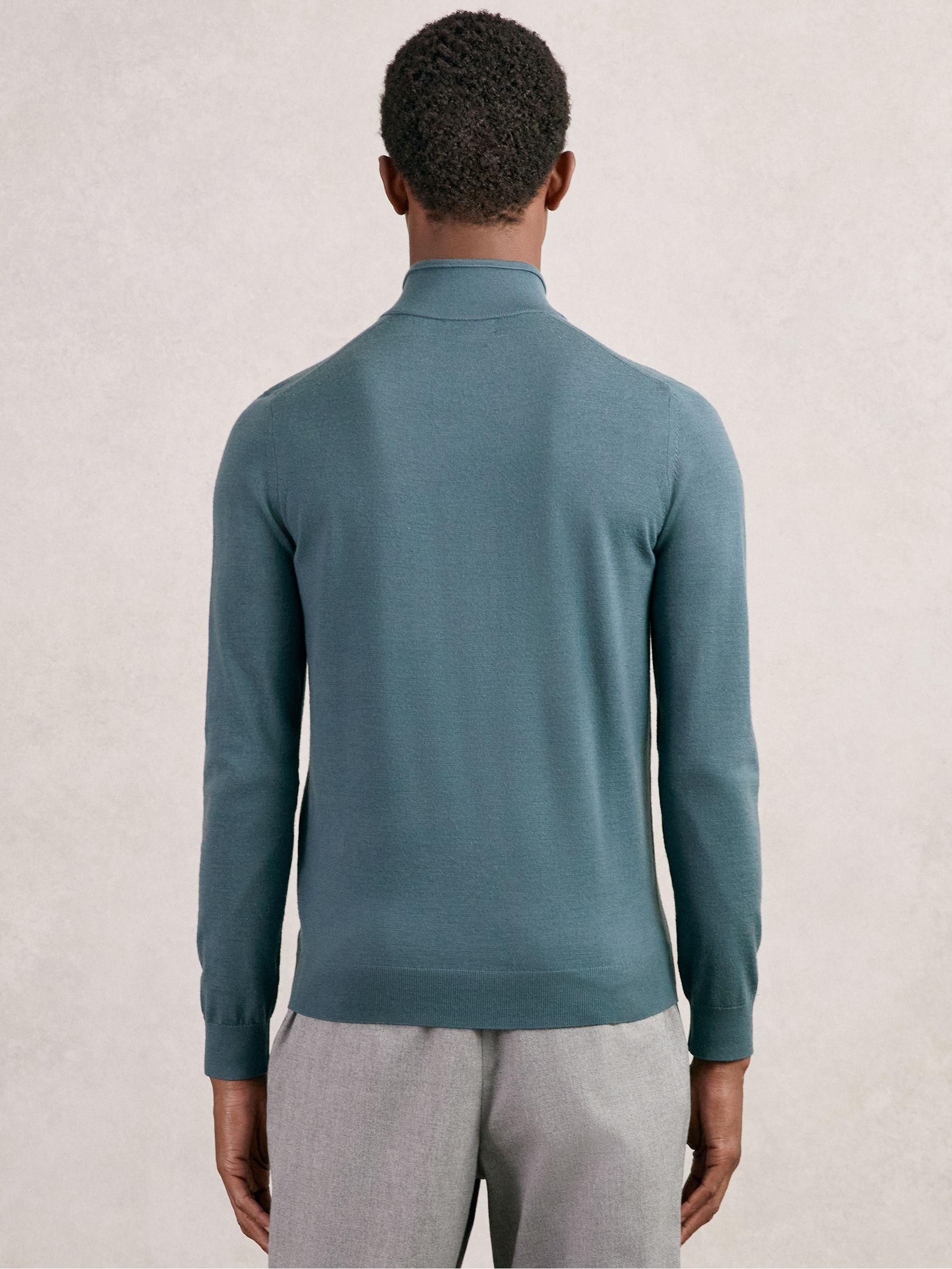 Merino Wool Half Zip Jumper in Orion Blue Product Image