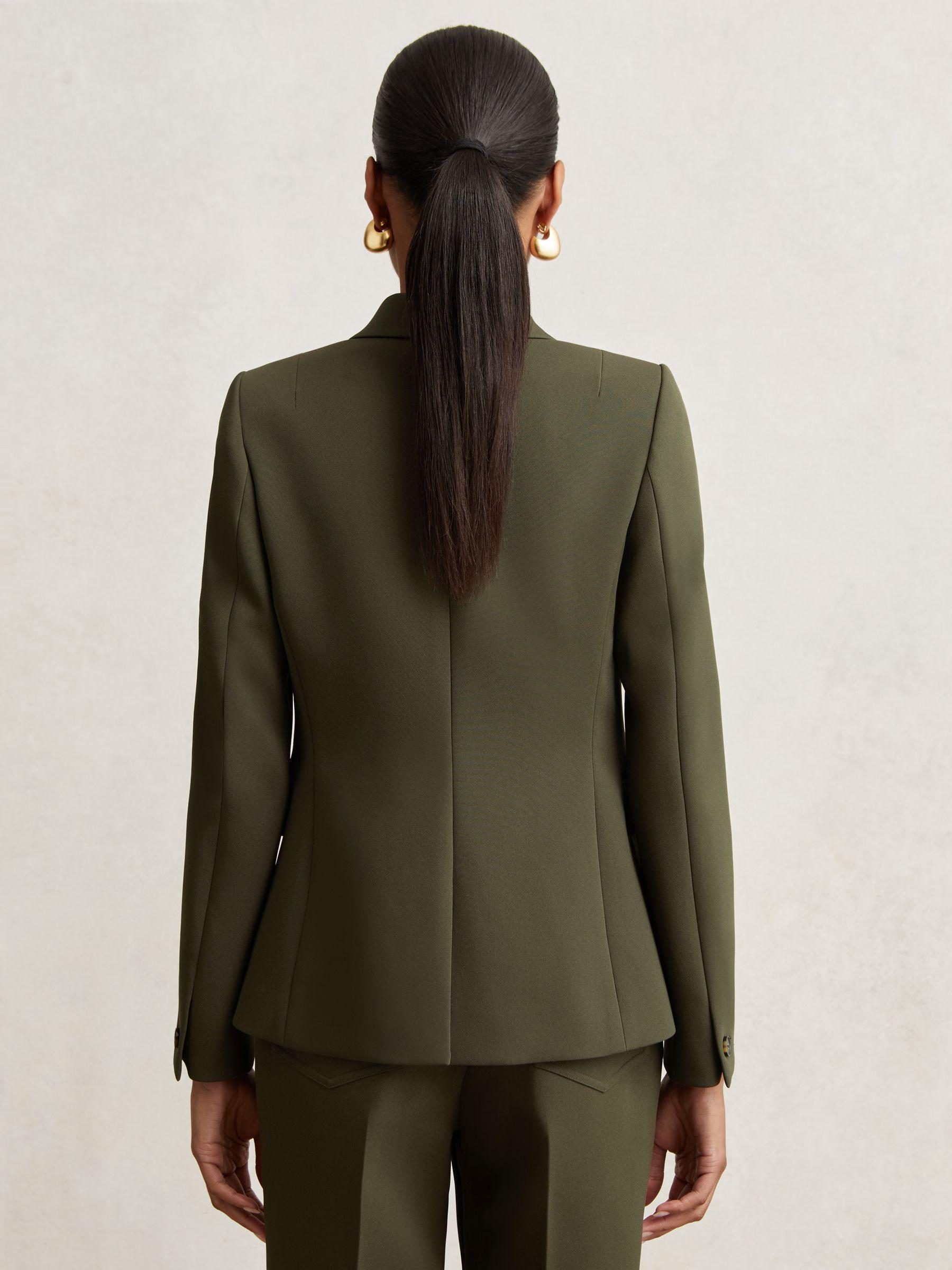 Twill Double-Breasted Blazer in Green Product Image