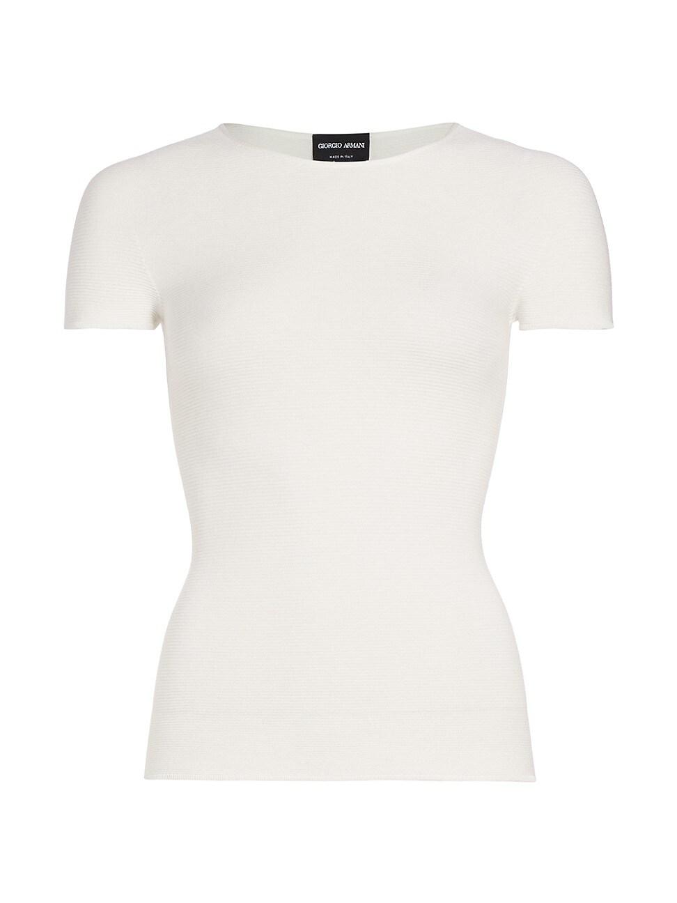 Scoop-Neck Short-Sleeve Ribbed Tee Product Image