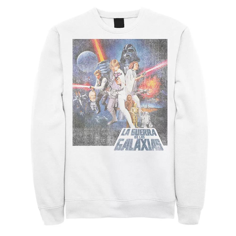 Men's Star Wars La Guerra De Las Galaxias Faded Poster Sweatshirt, Size: Medium, White Product Image