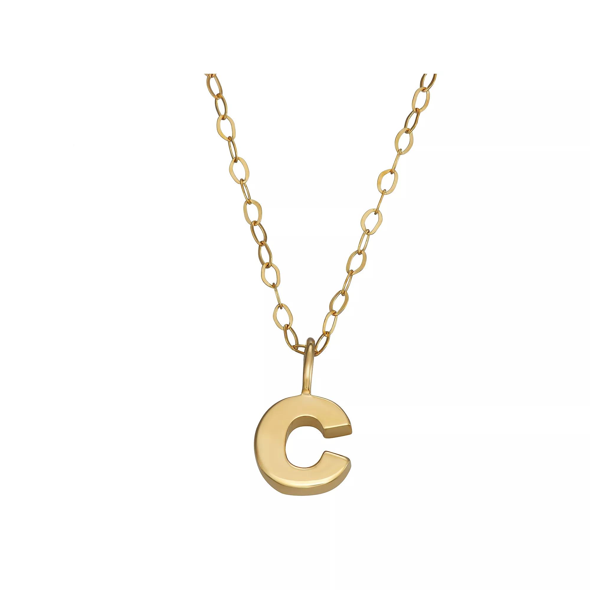 10K Gold Initial Pendant on 14K Gold Filled Chain, Womens Product Image