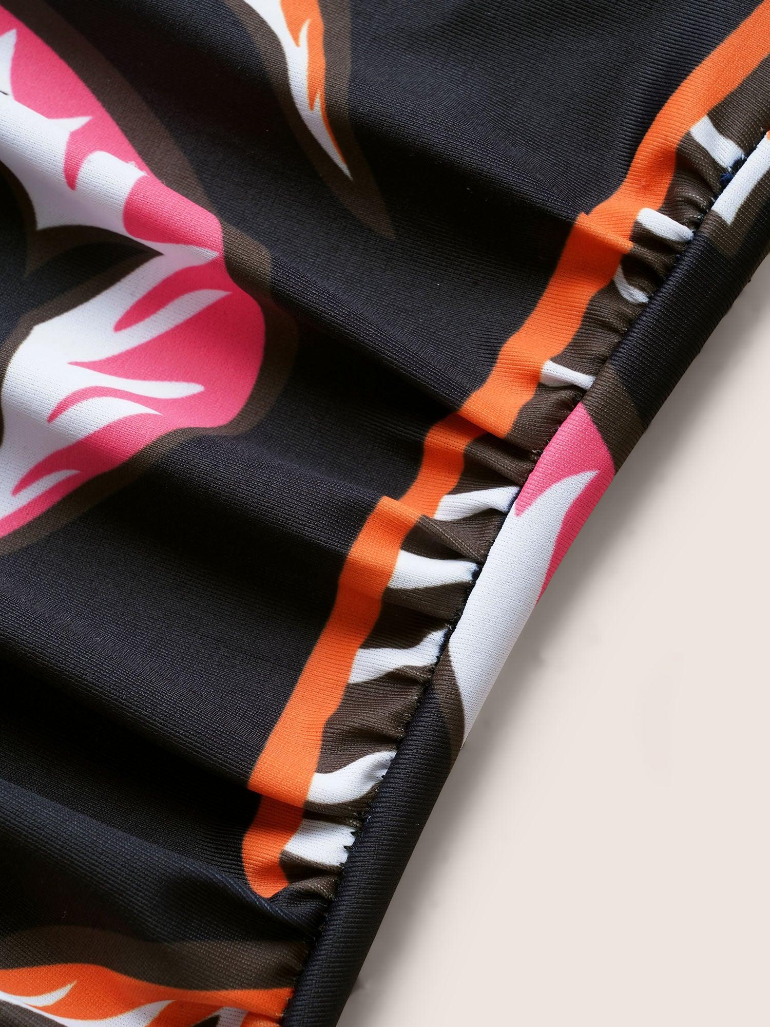 Halter Tropical Print Keyhole One Piece Swimsuit Female Product Image