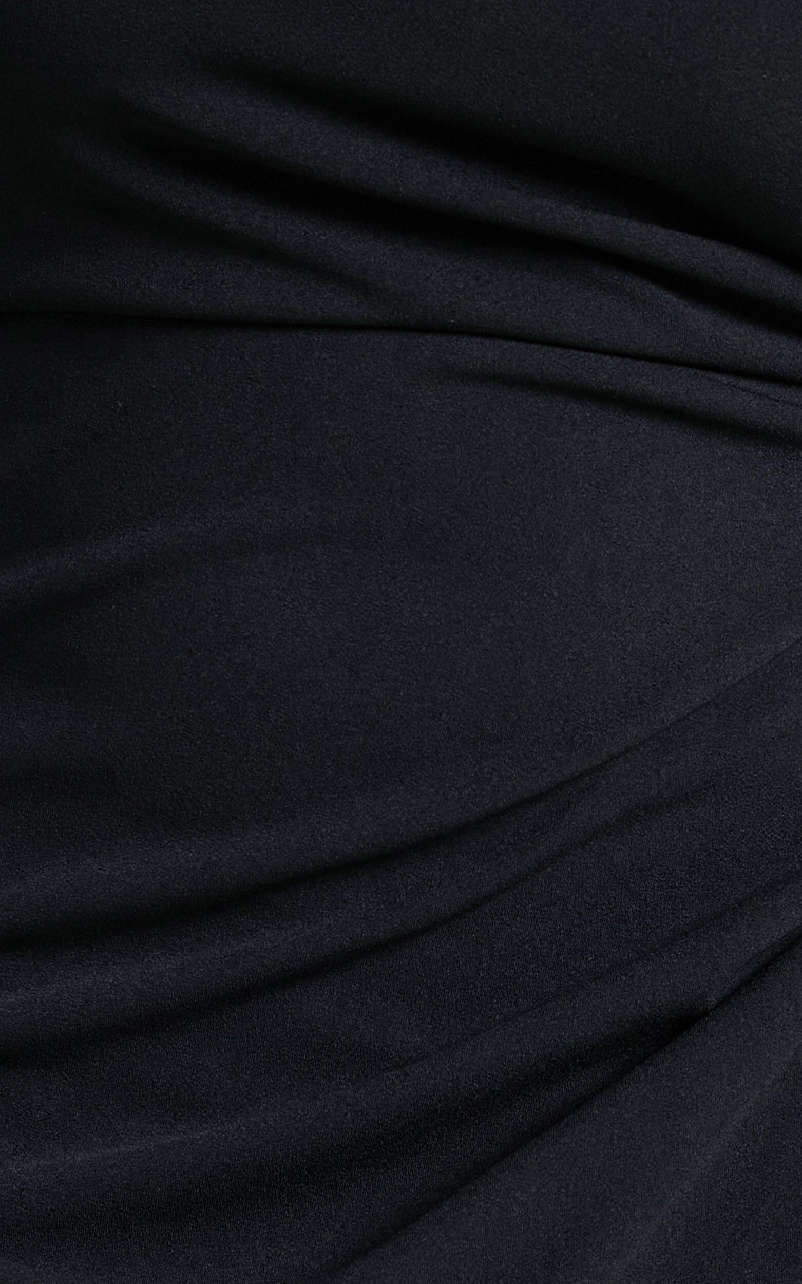 Jayra Midi Dress - Strapless Wrap Front Dress in Black Product Image