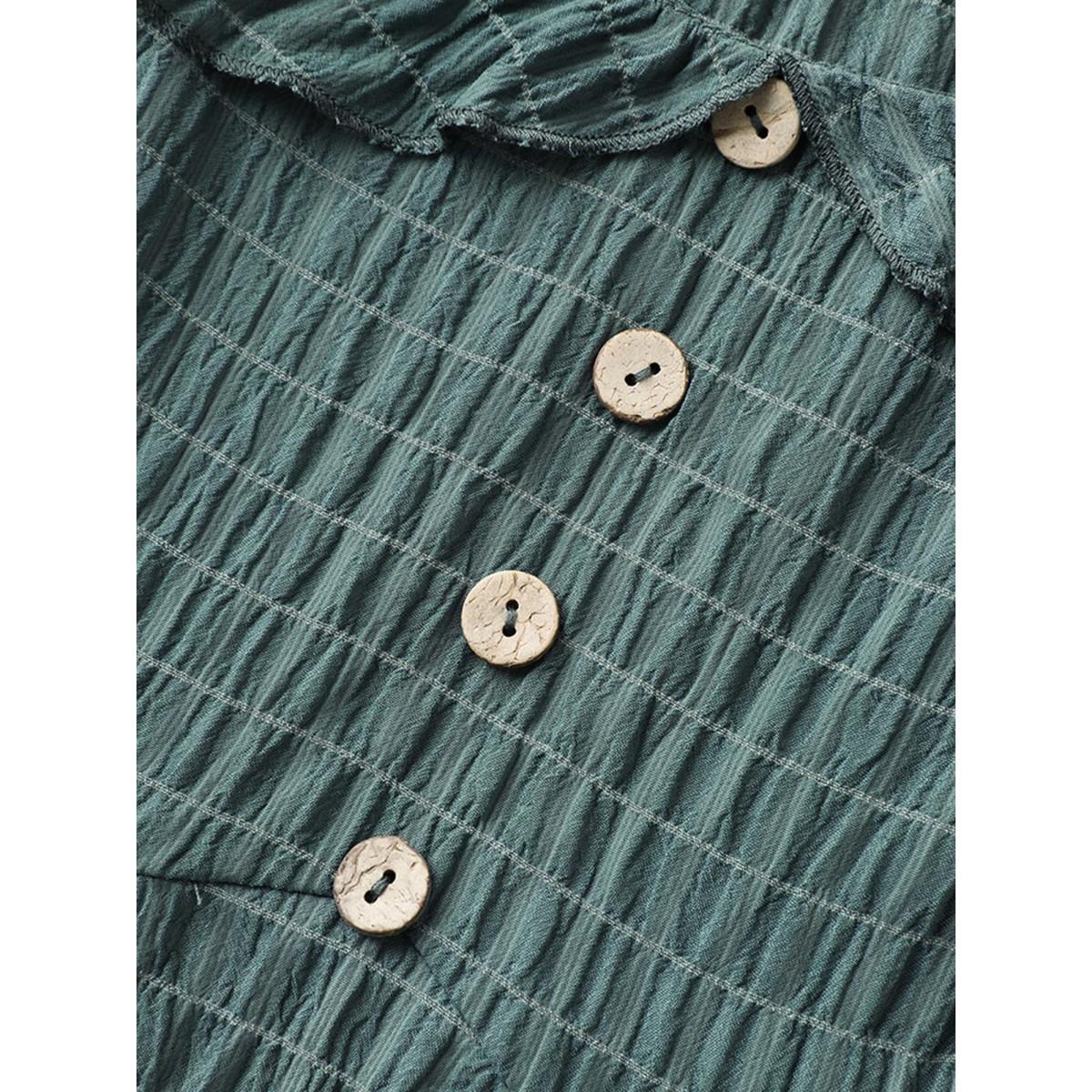 Plus Size Textured Ruffled Neck Pockets Midi Dress Emerald Women Boho Square Neck Sleeveless Curvy BloomChic 22-24/3X Product Image