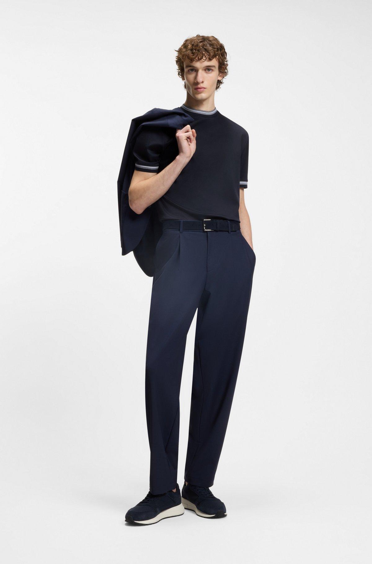 Contrast-tipping slim-fit T-shirt in mercerised cotton Product Image