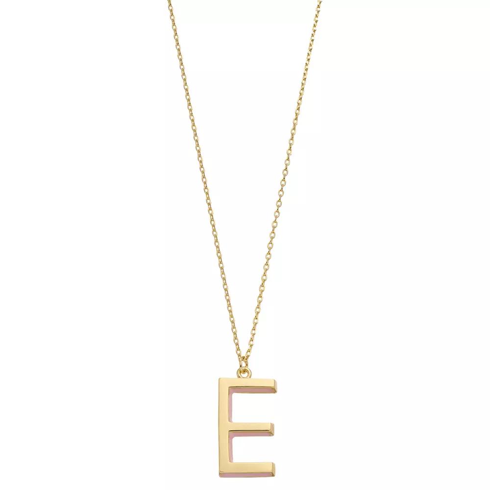 City Luxe Gold Tone Initial Charm Pendant Necklace, Women's, Size: 18", Gold Tone E Product Image