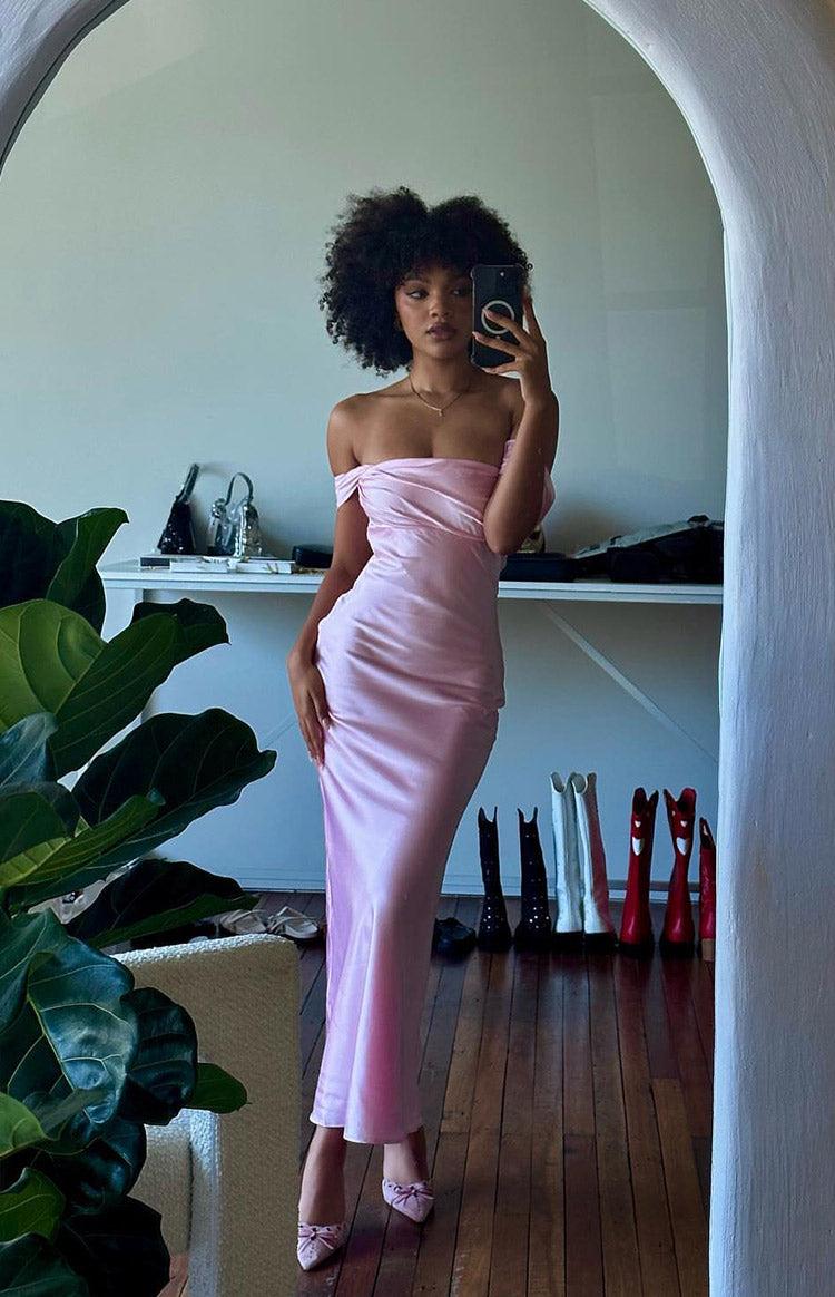 Ella Light Pink Off Shoulder Formal Maxi Dress Baby Product Image