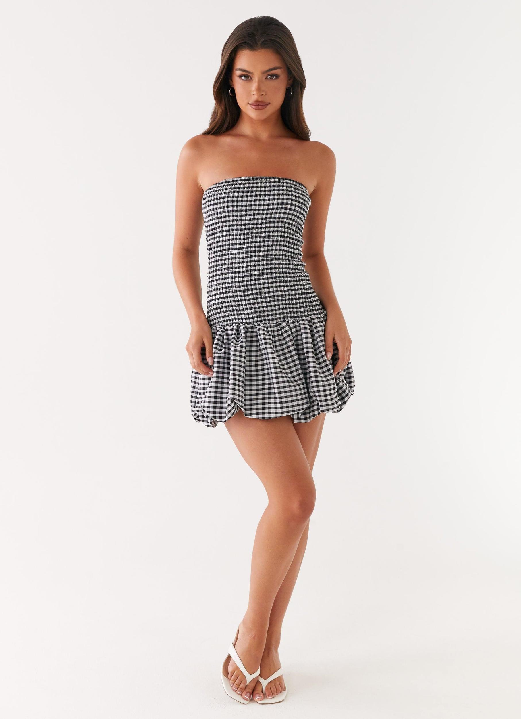Martell Mini Dress - Black Gingham Product Image