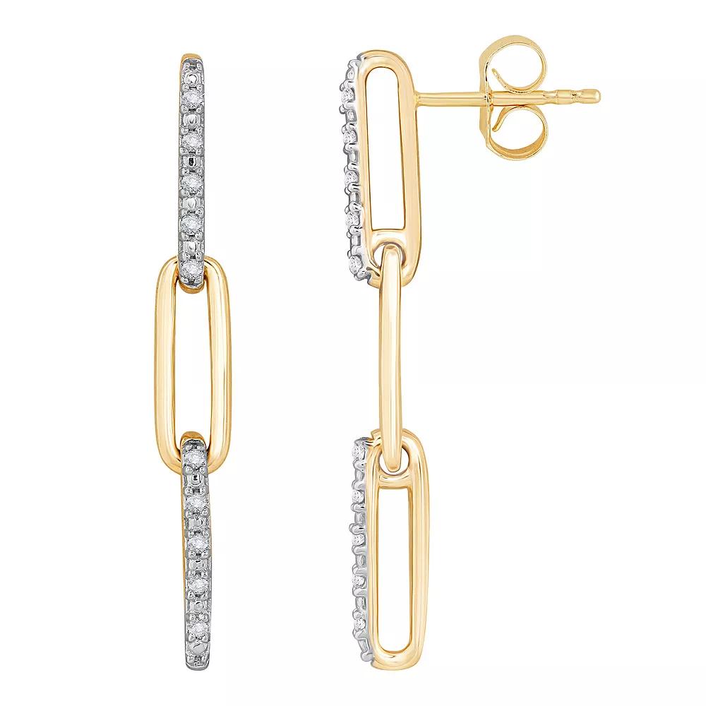 10k Gold 1/10 Carat T.W. Diamond Triple Paperclip Drop Earrings, Women's Product Image