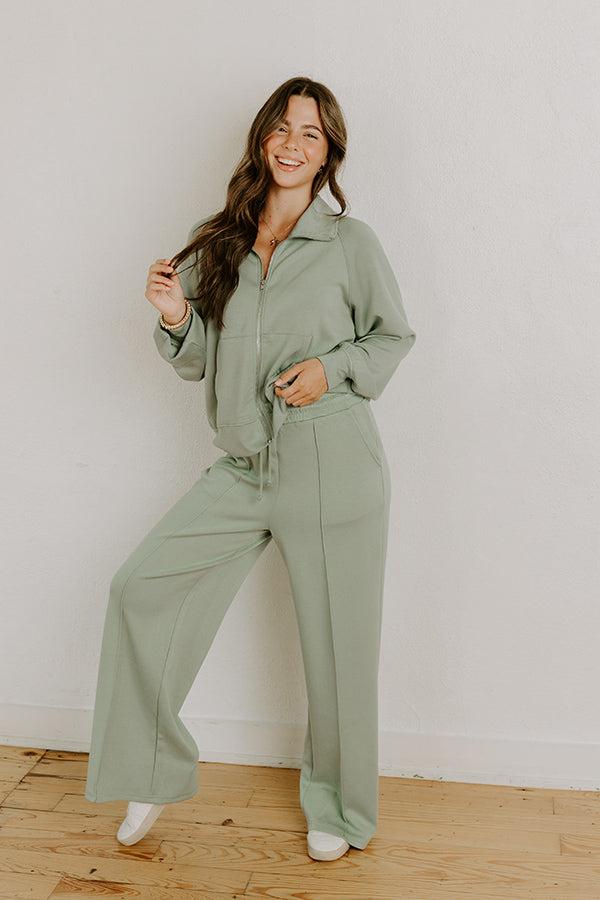 Morning Dew High Waist Scuba Pants in Sage Product Image