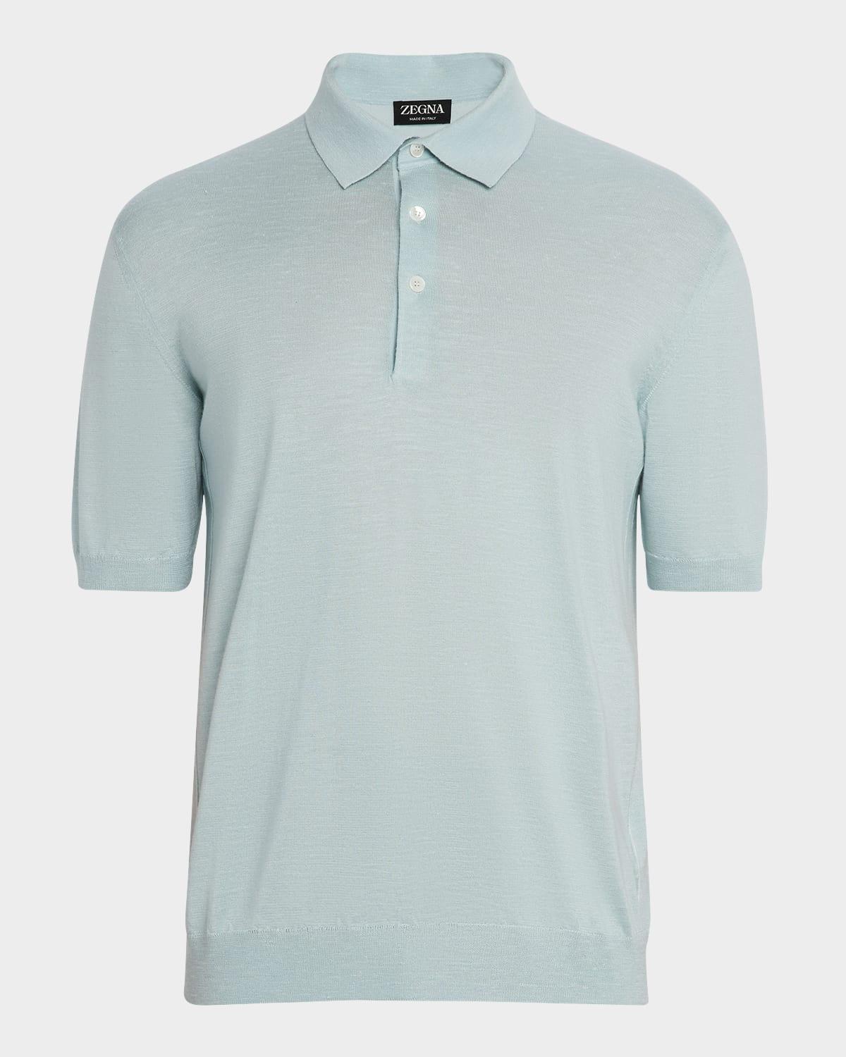 Men's Silk, Cashmere, and Linen Short-Sleeve Polo Sweater Product Image