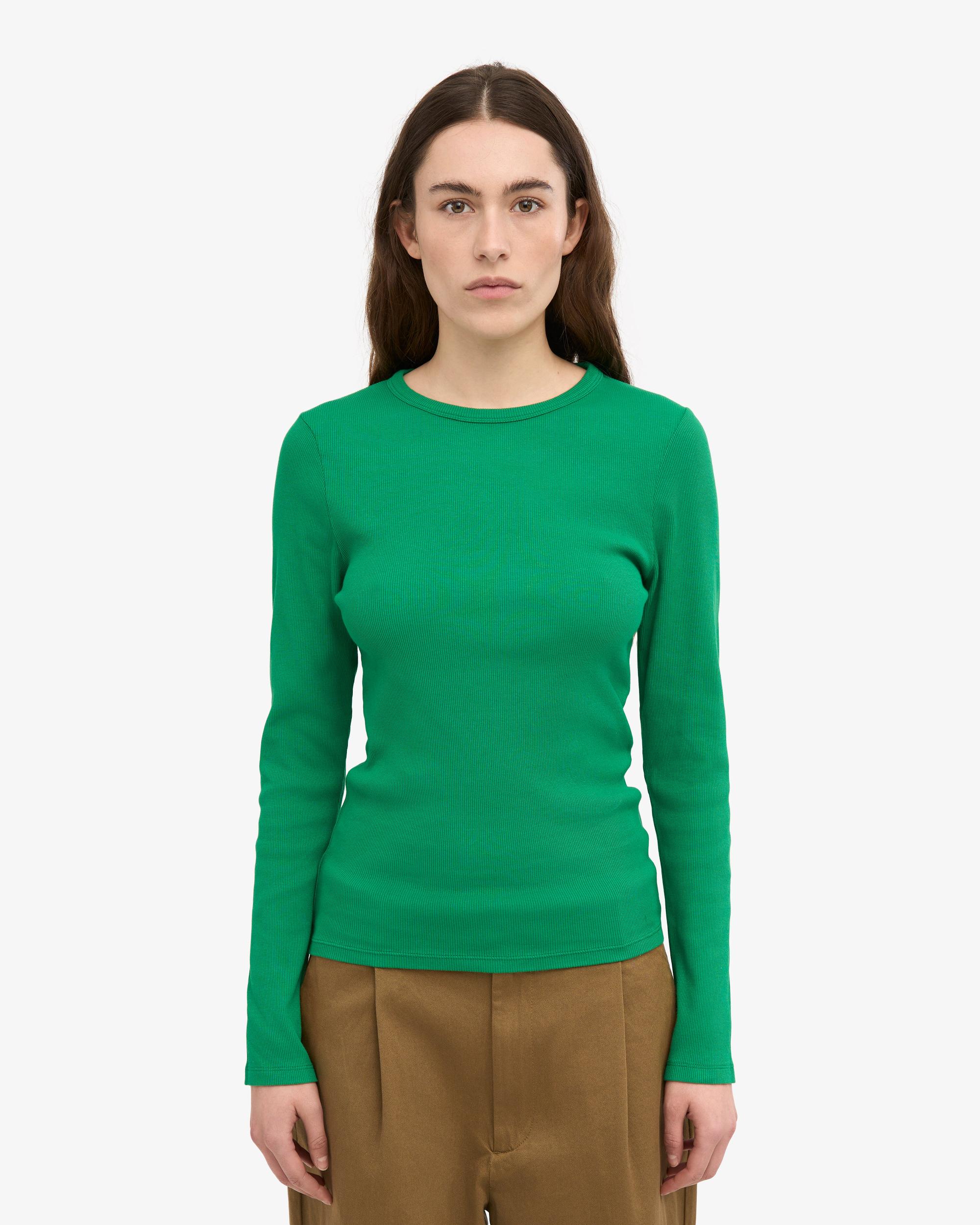 Women Organic Rib LS T-Shirt - Kelly Green Product Image